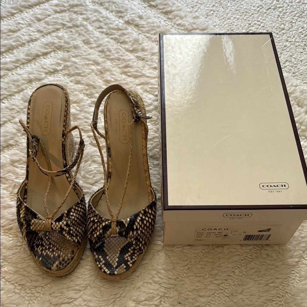Coach Women's Snakeskin Espadrille Wedges